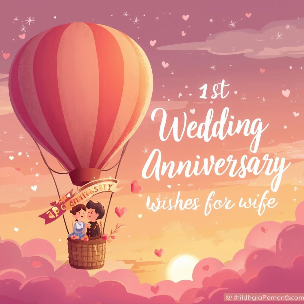 Romantic 1st Wedding Anniversary Wishes for Wife